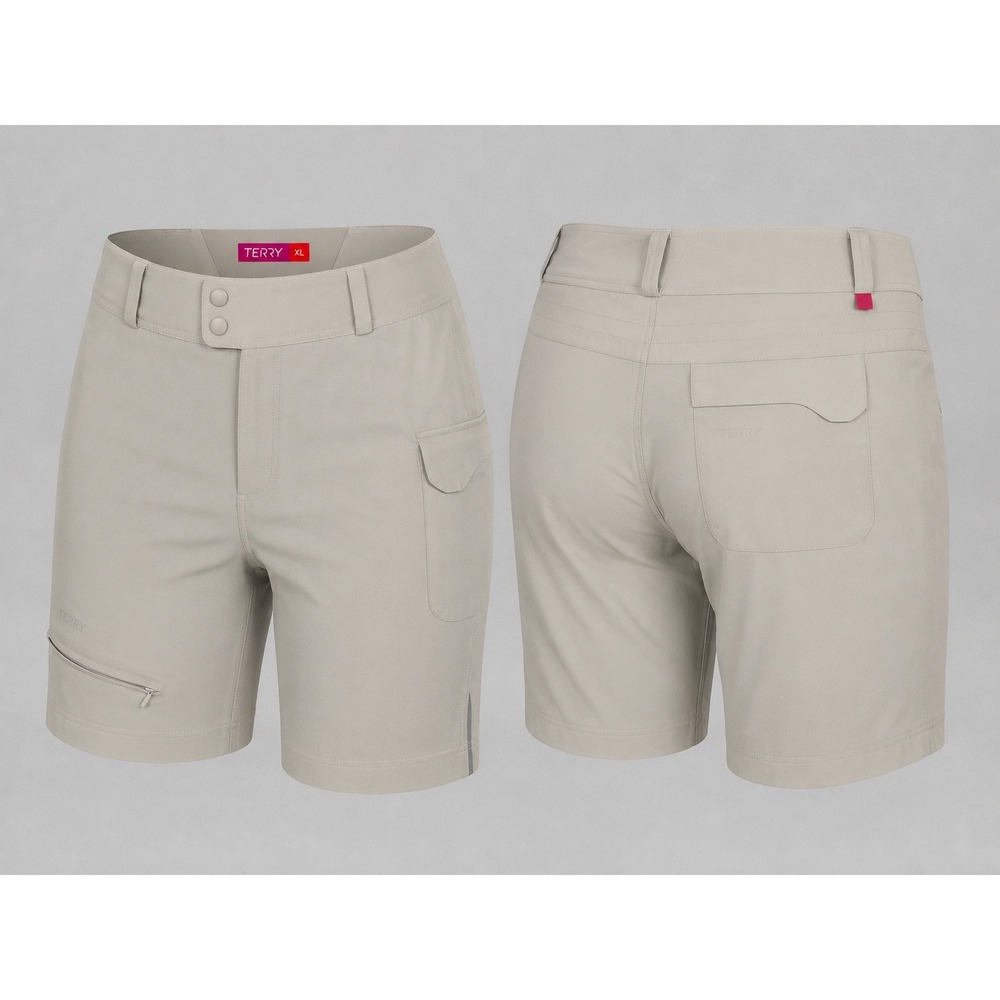 Terry Cycling Shorts Womens XL Khaki Mountain Bike Cargo Shorts Nylon Stretch